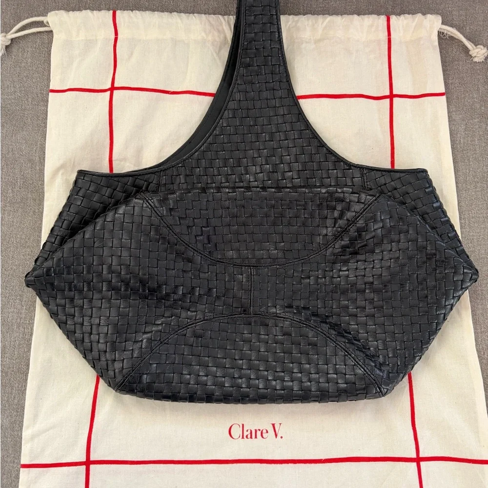 Clare V. Black Woven Leather Shoulder Bag - Picture 2 of 8